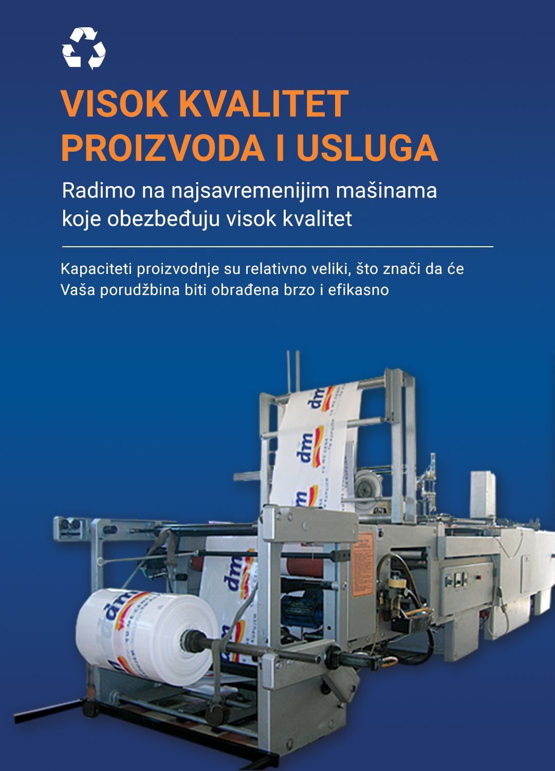 Industrijska mašina za proizvodnju kesa visokog kvaliteta u savremenom pogonu