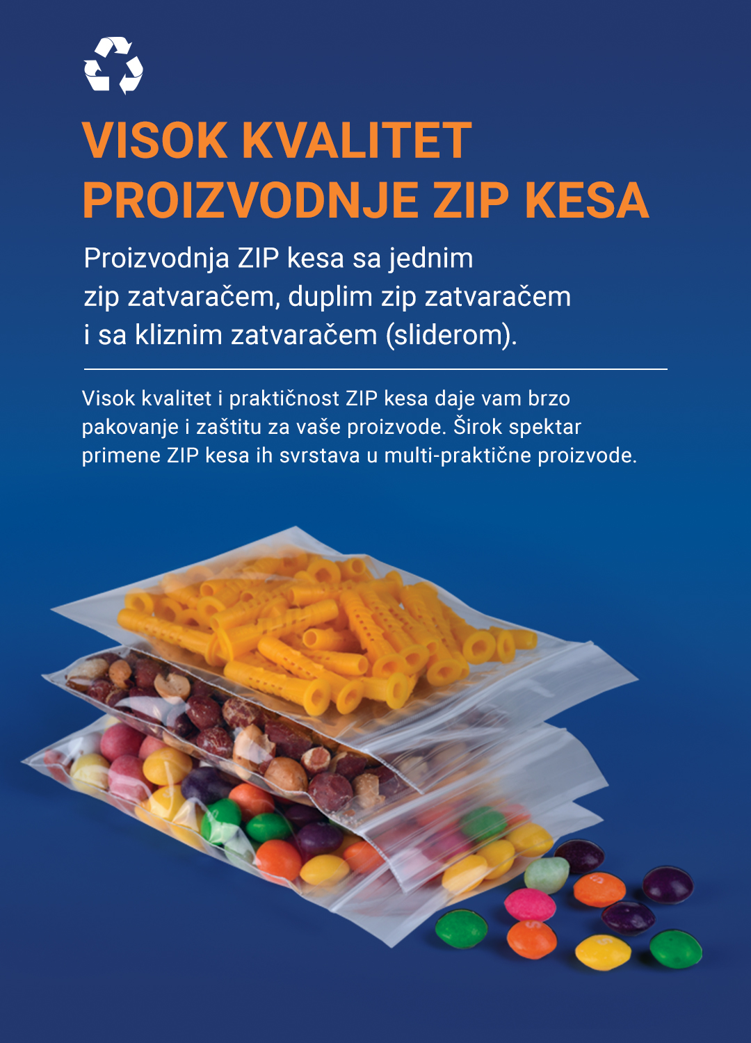 Visok kvalitet proizvodnje ZIP kesa - izbor jednim, duplim ili kliznim zatvaračem